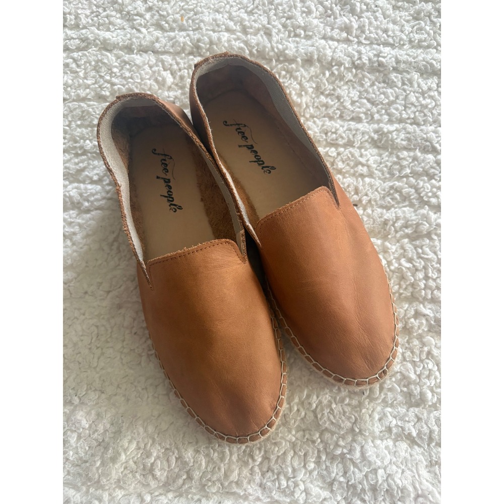Free People Laurel Canyon Camel Brown Leather Espadrille Flats Size EU‎ 40  US 9